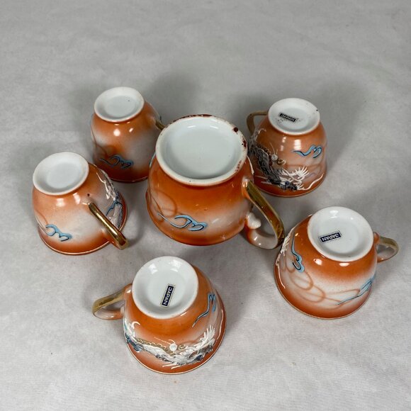 Vintage Japanese Moriage Dragonware Hand Painted 8pc Tea Set - Picture 6 of 8